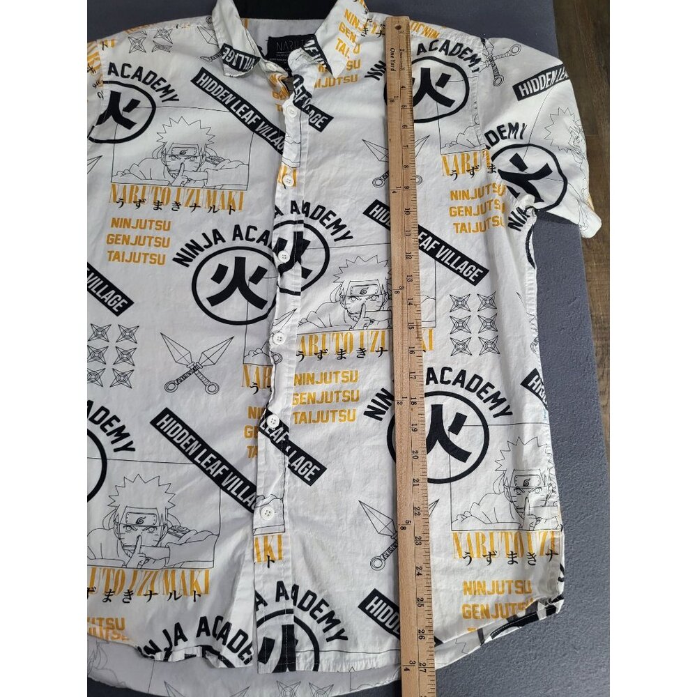 Naruto Shippuden Ninja Academy Hidden Leaf Village Graphic Button-Up Shirt Med - Picture 6 of 11